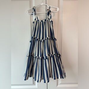 Pink Chicken Girls Garden Dress Blue and White Stripes (Size 3)